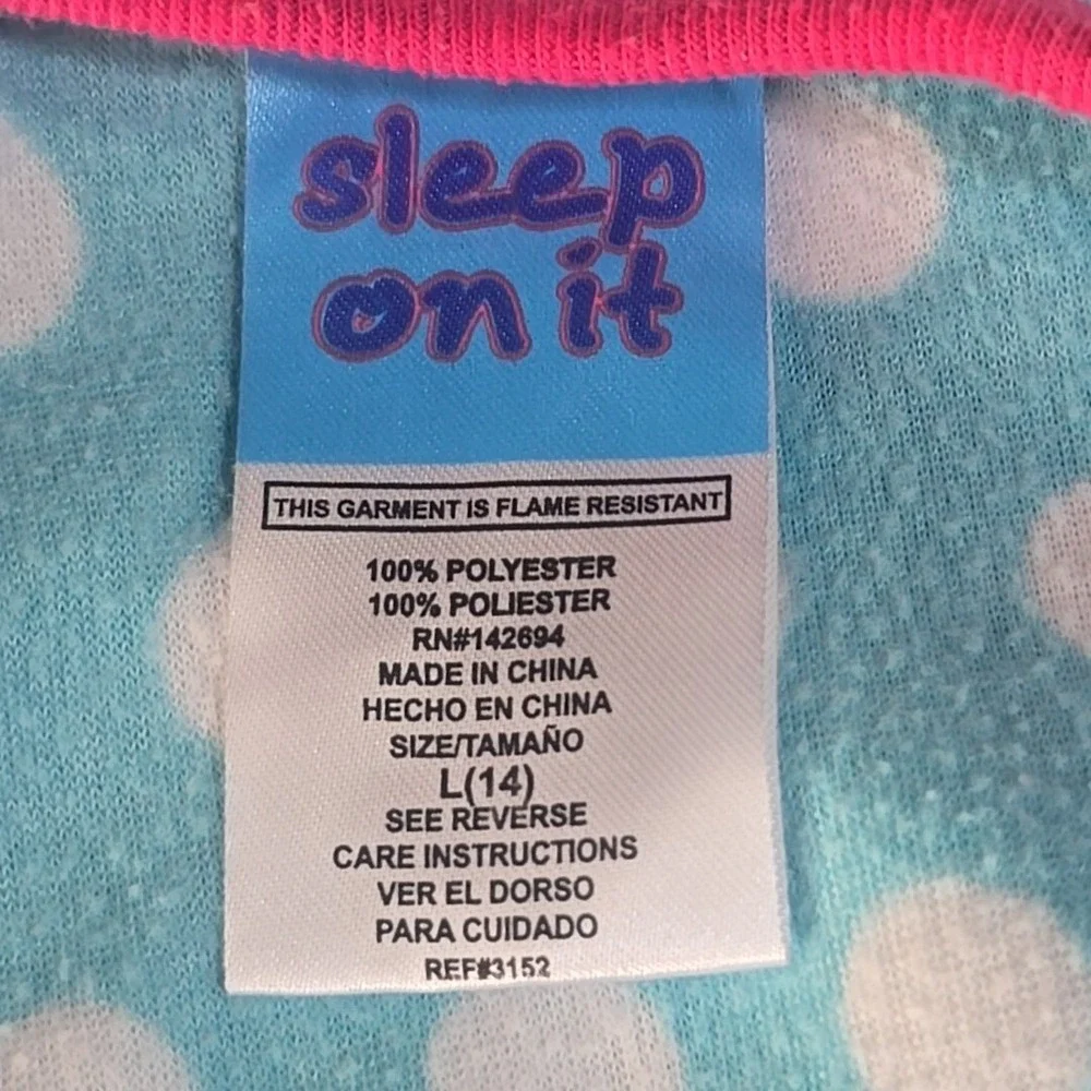 Sleep On It Panda Pajama Sleeper Kids 14 Blue Polka Dot Music Pop Star One Piece